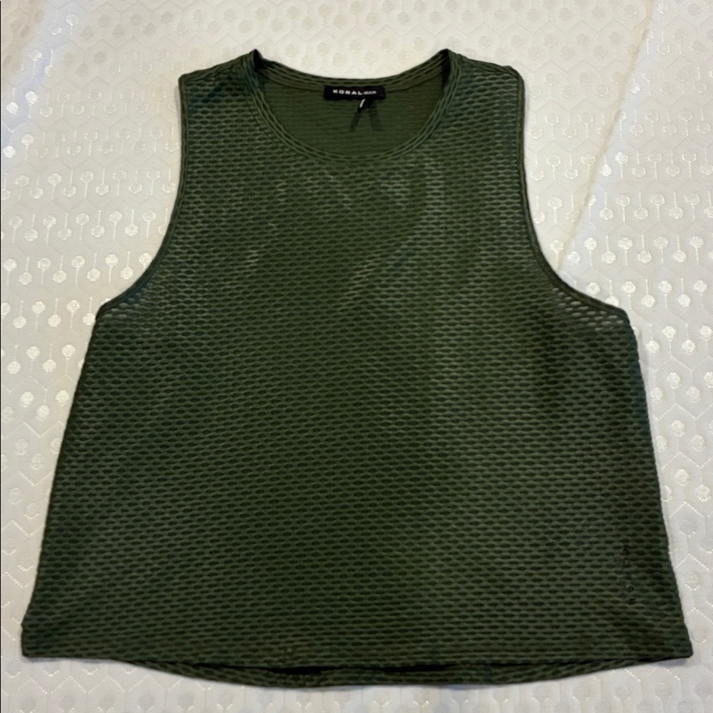 Koral Olive Mesh Sleeveless Top